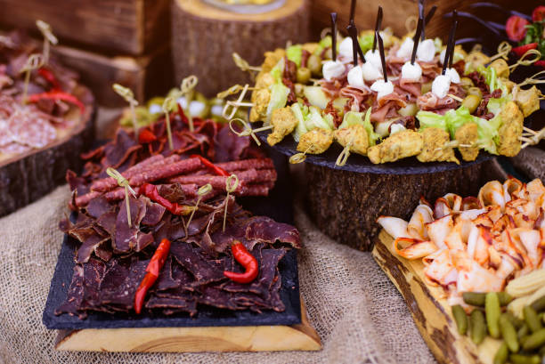 istock Delicacies and snacks on a buffet or banquet. Catering. 1252408764