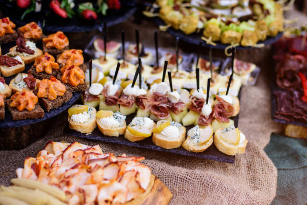 istock Delicacies and snacks on a buffet or banquet. Catering. 1252408965