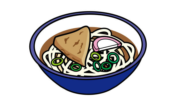 illustrazioni stock, clip art, cartoni animati e icone di tendenza di noodles udon caldi del tyle giapponese - tyle