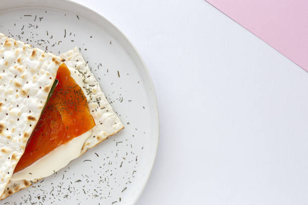 Salty crackers with salmon and cheese from above