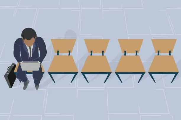 Vector illustration of Illustration of businessman waiting to interview for job