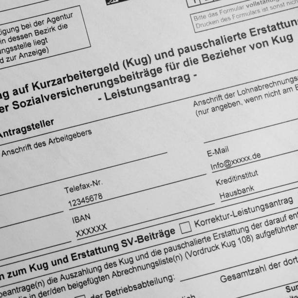 solicitud alemana de asignación de corta duración - unemployment benefits rejection application form fotografías e imágenes de stock