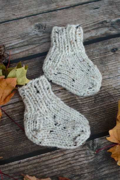 istock Chunky and warm handmade socks for newborn 1252422897