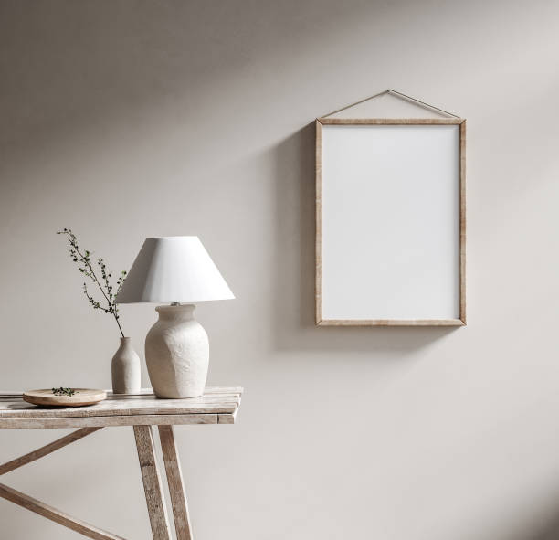 istock Mockup poster frame with ethnic decor close up in loft interior 1252442621