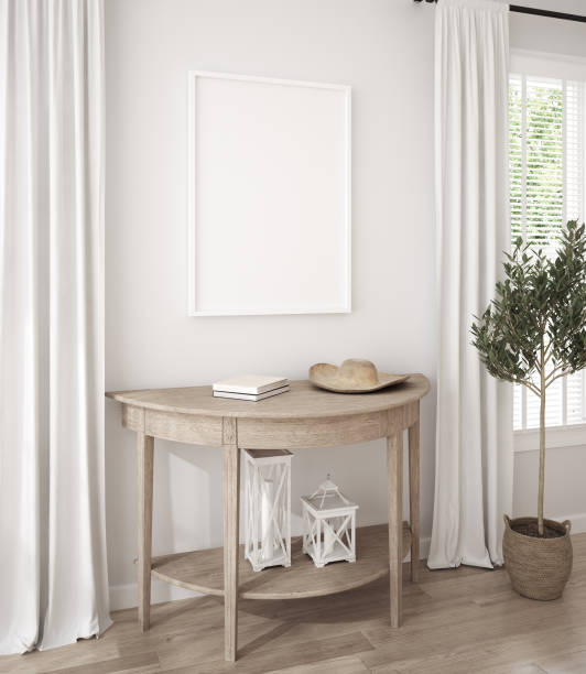 istock Mockup frame in farmhouse living room interior 1252442635