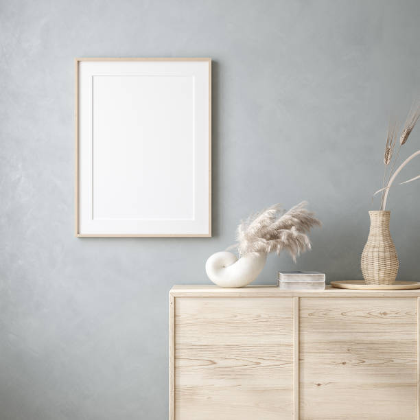 istock Mock up frame in home interior background with minimal decor 1252442645