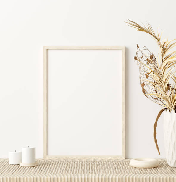 istock Mock up frame in home interior background with minimal decor 1252442649