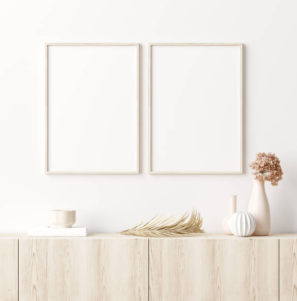 istock Mock up frame in home interior background with minimal decor 1252442654