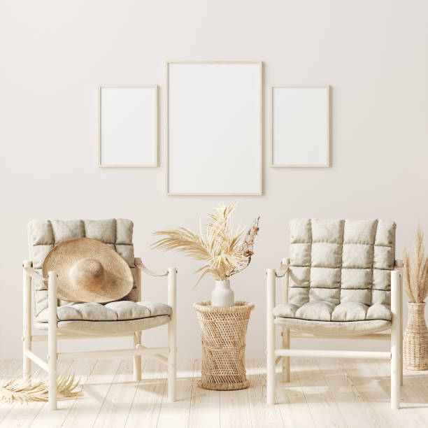 istock Mock up frame in home interior background with minimal decor 1252442660