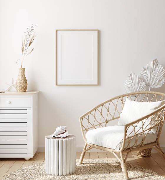 istock Mock up frame in home interior background with minimal decor 1252442706