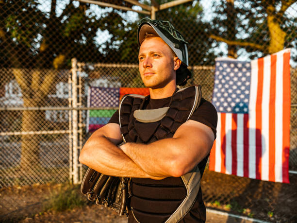 jovem apanhador - baseball player american flag sport men - fotografias e filmes do acervo