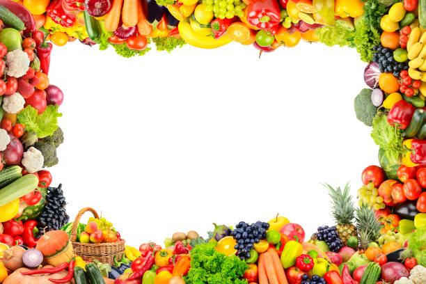 istock Frame of fruits and vegetables 1252444198
