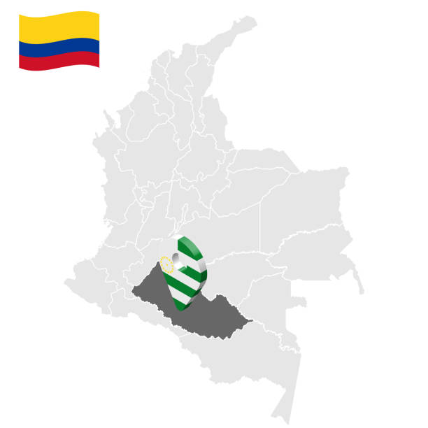 Location of Caqueta on map Colombia. 3d Caqueta location sign. Flag of Caqueta. Quality map with regions  of Colombia for your web site design, logo, app, UI. Stock vector. EPS10. Location of Caqueta on map Colombia. 3d Caqueta location sign. Flag of Caqueta. Quality map with regions  of Colombia for your web site design, logo, app, UI. Stock vector. EPS10. caqueta stock illustrations