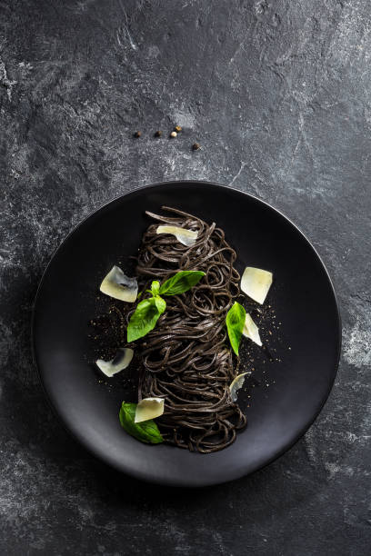Black pasta (squid ink) with lemon pepper sauce