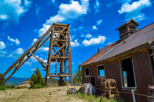 Abandoned old gold mining building and structures _ART photo