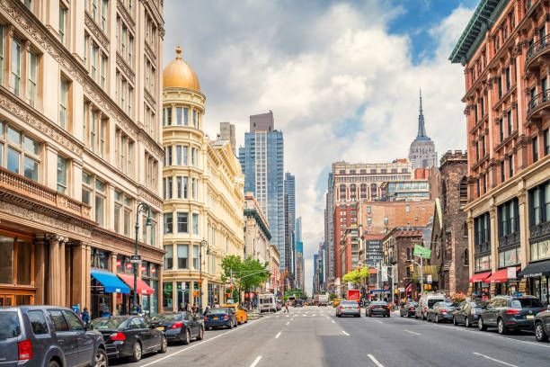 6th avenue in chelsea new york city usa - chelsea new york imagens e fotografias de stock