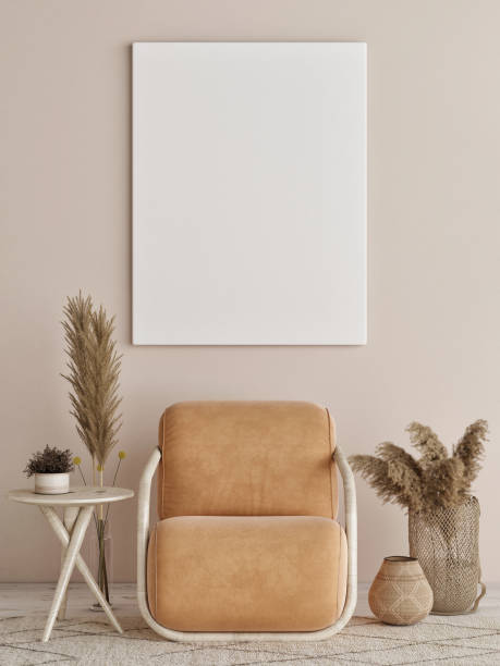 istock Mock up poster with armchair, Scandinavian design. 1252458916