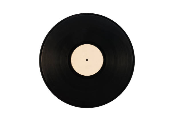 istock Black gramophone record without labels on a white background, isolated 1252463635