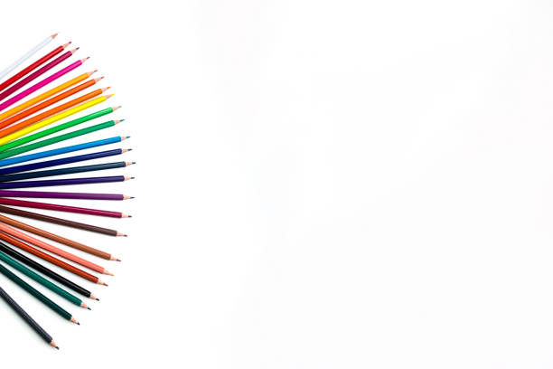 colour pencils on white background, back to school concept. School accessories