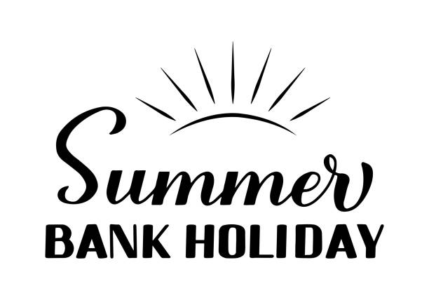 sommer-bank-urlaub kalligraphie hand schriftzug isoliert auf weißem hintergrund. vektor-vorlage für typografie-poster, banner, flyer, aufkleber, shirt, postkarte, logo-design, etc. - off englisches wort stock-grafiken, -clipart, -cartoons und -symbole