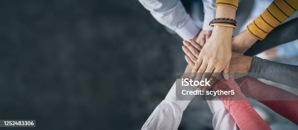 Stack Of Hands Unity And Teamwork Concept Stock Photo - Download Image Now - Teamwork, Partnership - Teamwork, Community