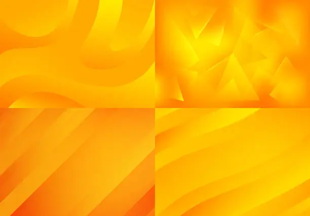 Vector illustration of Set of Yellow Backgrounds. Vector Abstract Minimalist Patterns. Modern Geometric Wallpapers