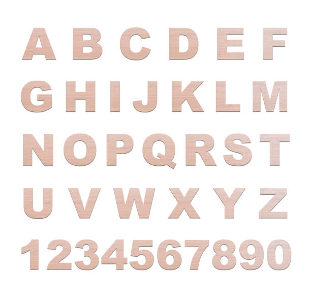 istock Wooden alphabet and numbers isolated on white background. Illustration. Education concept 1252486983