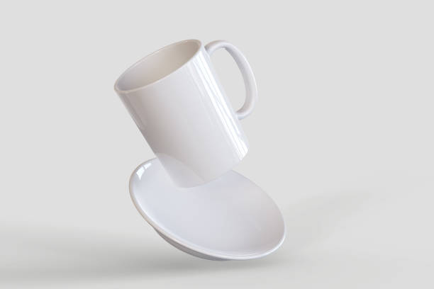 istock 3D Illustration. Blank coffee mug and plate mockup. 1252488185