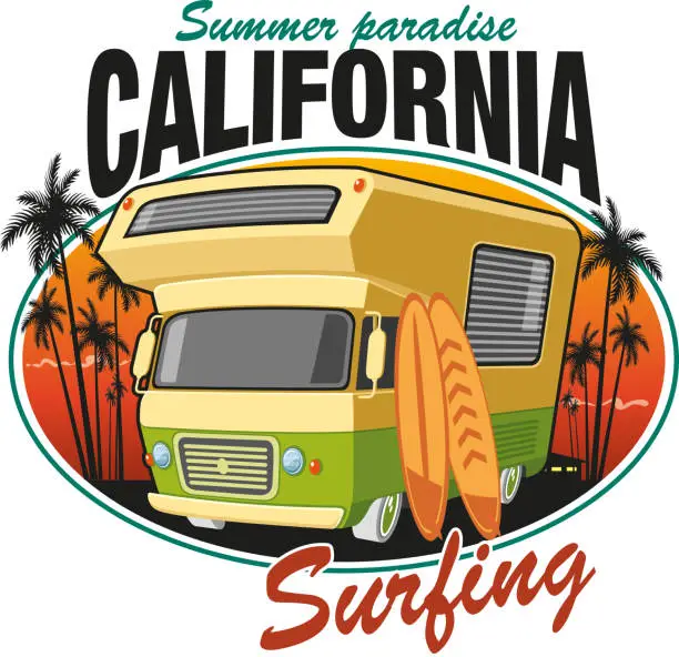 Vector illustration of Surfing California