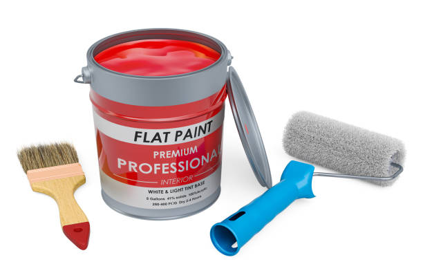 istock Paint Can with brushes, 3D rendering isolated on white background 1252495159