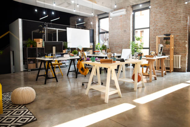 Modern working place Modern office at the design company. small office interior stock pictures, royalty-free photos & images