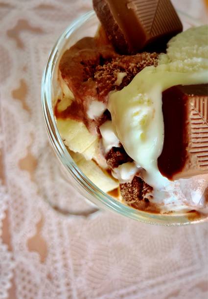 istock Ice cream, yogurt, banana and chocolate 1252499118