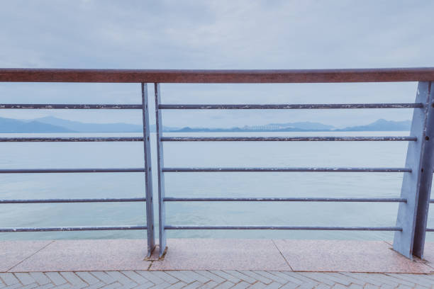 istock Railings on the bank and lake water 1252500498
