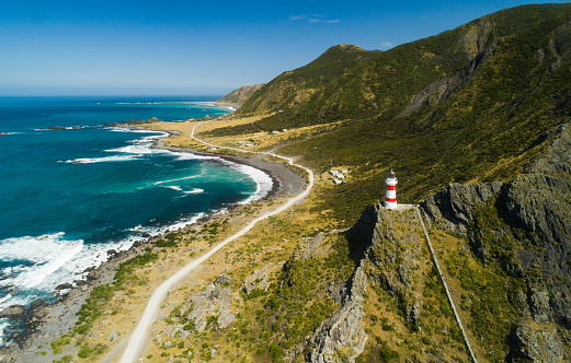 Cape Palliser, Panoramic view on a sunny day North Island, New Zealand.