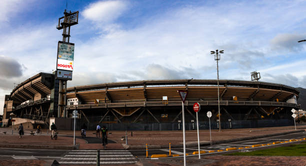 The champion Facade of the El Campín stadium in the city of Bogotá. June 24, 2020 south american football confederation stock pictures, royalty-free photos & images