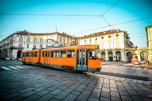 Tram Line On Main Street In Turin, Italy