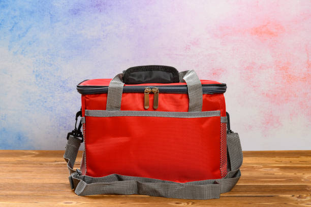 istock front view red lunch pack carrier or insulation bag on a wood table 1252531132