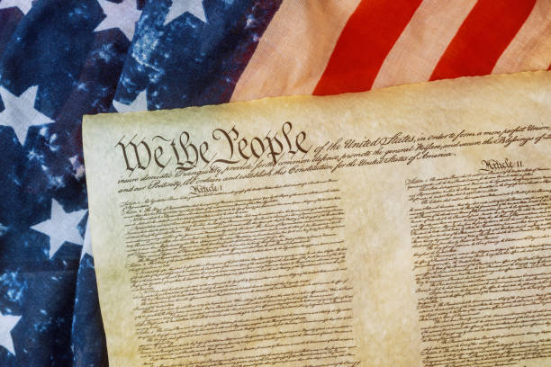 私たち権利章典にグランジアメリカの旗のクローズアップ - us constitution constitution usa government ストックフォトと画像