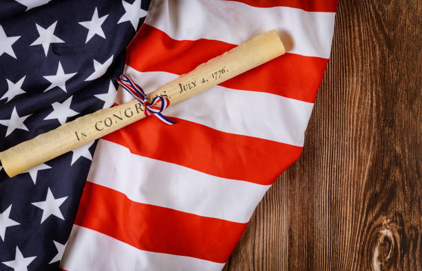 istock Declaration of Independence fourth of July parchment roll document. 1252566595