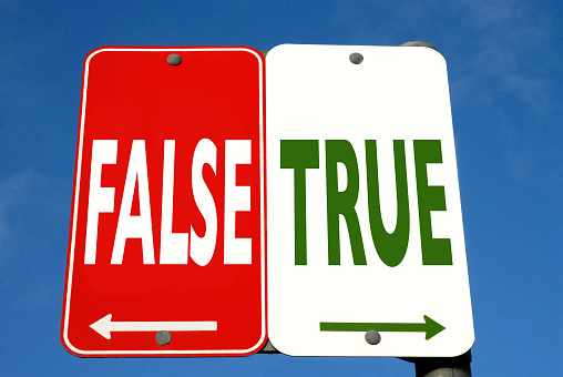 Roadsign giving directions for True or False.