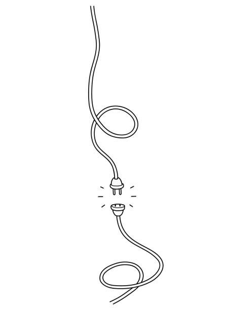 Vertical Unplugged Electrical Socket Plug Doodle Hand Drawn Doodle  Illustration Of Electrical Cables Not Connected To Each Other Stock  Illustration - Download Image Now - iStock