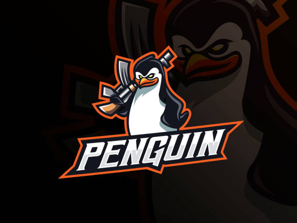 pingwin mafijna maskotka sport logo projekt - wild game stock illustrations