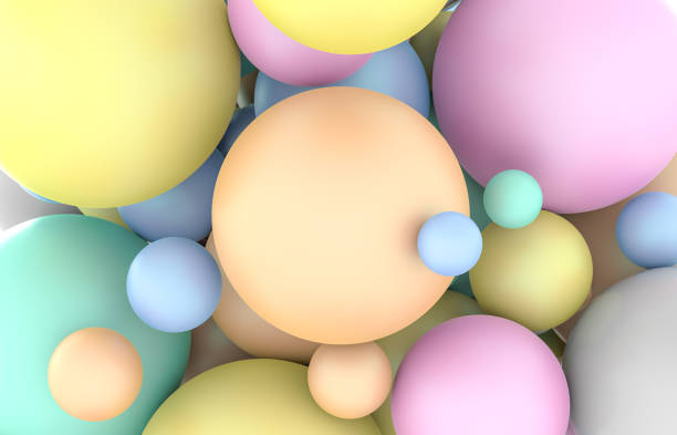 istock Abstract geometric 3d art background with pastel sphere. 1252589617