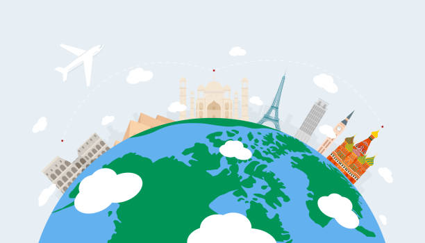istock Travel composition with famous world landmarks. Travel and Tourism. Vector illustration. 1252593780