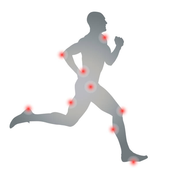 Health problems athletes. Isolated vector silhouette. Runner, side view Health problems athletes. Isolated vector silhouette. Runner, side view infographic silhouettes stock illustrations