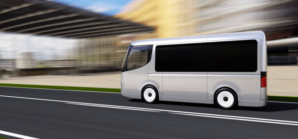istock silver electric self-driving van for branding 1252605621