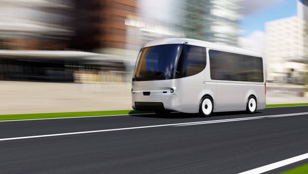 istock silver electric self-driving van for branding 1252605626