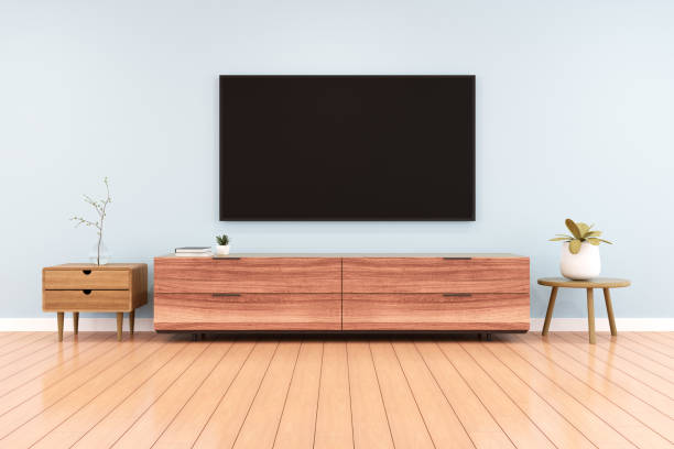 istock 3D rendering of modern living room with TV screen. 1252607151