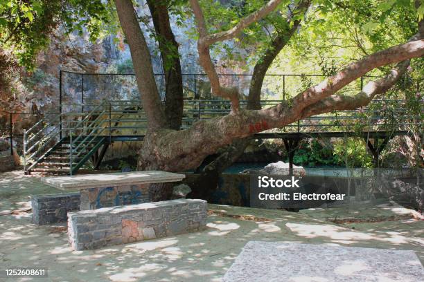 Spring Of Kolethra Evia Greece Stock Photo - Download Image Now - Greece, Bridge - Built Structure, Cave