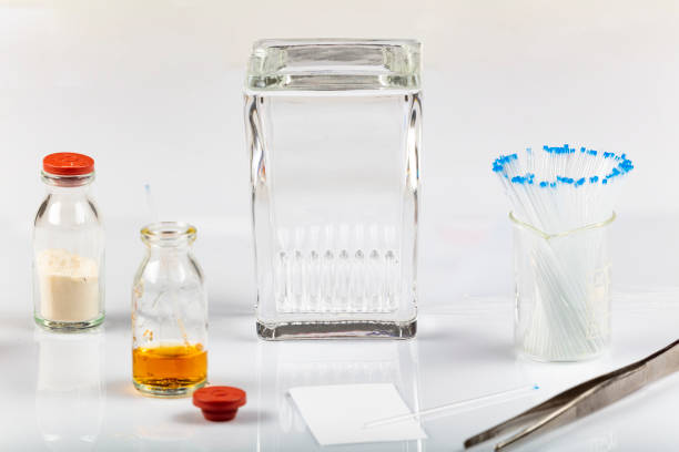 istock TLC equipments include, capillaries, silica gel, jar and compounds. Thin layer chromatography is used to separate components 1252614868